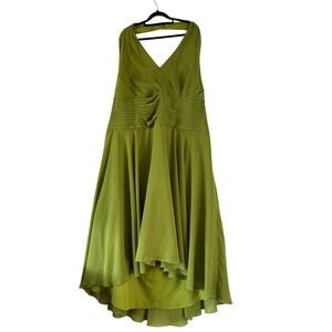 JJ's House Size 26W Lime Green Chiffon Halter High-Low Formal Dress with 2 Wraps